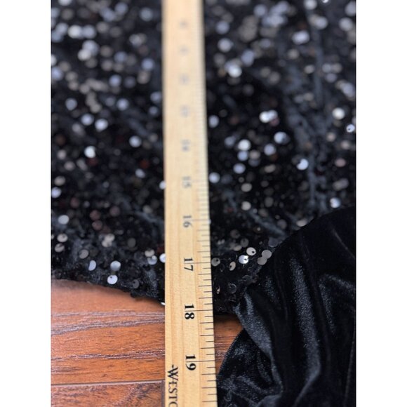 NEW Meetjen Black Velvet Sequin Top Flutter Sleeve Midi Holiday Parties Dress - Picture 9 of 11